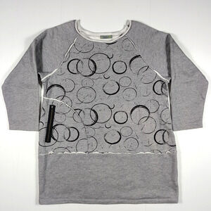 Chalet Et Cici Women’s L Gray Long Tunic Top Asymmetrical Pocket Art Wear Shirt